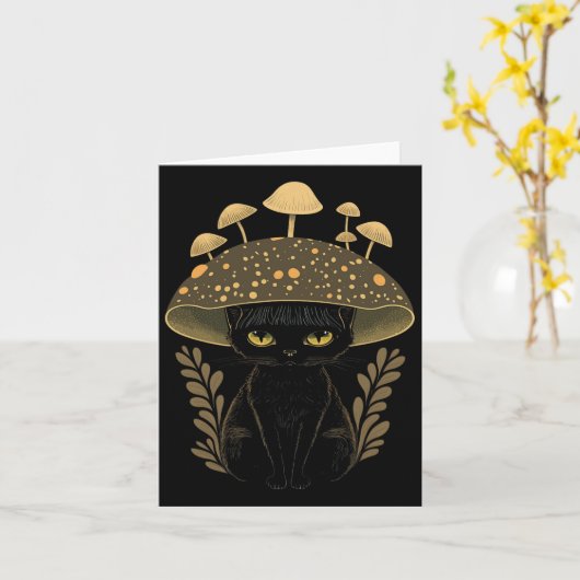 かわいいコテージオーエステティックキャットマッシュルームウィメンズキッズ カード (黄色い花)