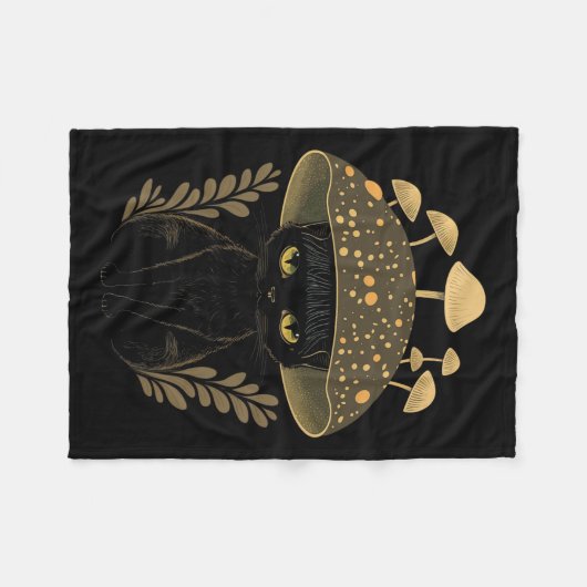 かわいいコテージオーエステティックキャットマッシュルームウィメンズキッズ フリースブランケット (正面(横))