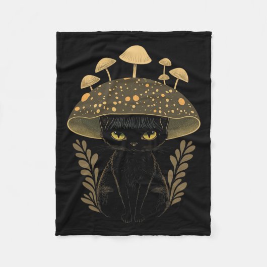 かわいいコテージオーエステティックキャットマッシュルームウィメンズキッズ フリースブランケット (正面)