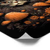 かわいいコテージオーエステティックキャットマッシュルームウィメンズキッズ ポスター (角)