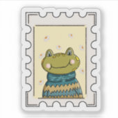 かわいいコテージコアのカエルのスタンプステッカー シール (正面)