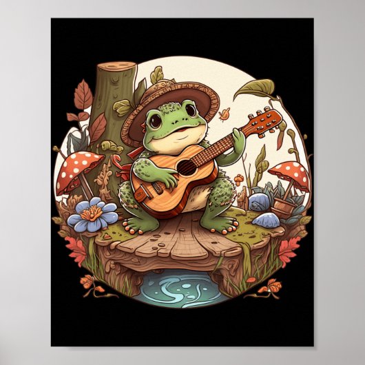かわいいコテージコアエステティック遊フロッグのバンジョーM ポスター (正面)