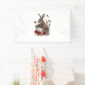 かわいいコテージコアグラフィックラビット遊ズバイオリン 横断幕 (インサイチュ)