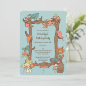 かわいいコテージコアスタイルの鳥と動物 招待状 (スタンド正面)