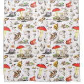 かわいいコテージコアフォレストマッシュルームフロッグカタツムリ シャワーカーテン (正面)