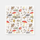 かわいいコテージコアフォレストマッシュルームフロッグカタツムリ スタンダードカクテルナプキン (正面)