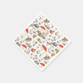かわいいコテージコアフォレストマッシュルームフロッグカタツムリ スタンダードカクテルナプキン (角)