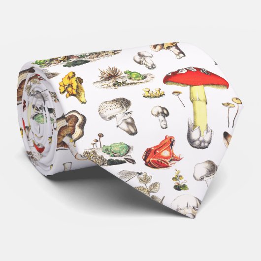 かわいいコテージコアフォレストマッシュルームフロッグカタツムリ ネクタイ (ロール)