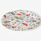 かわいいコテージコアフォレストマッシュルームフロッグカタツムリ ペーパープレート (アングル)