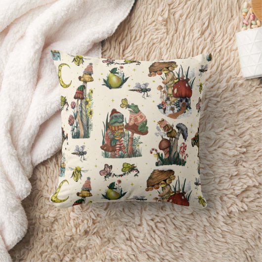 かわいいコテージコアメリークリスマスマッシュルームパターン クッション (ブランケット)