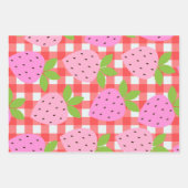 かわいいコテージコアヴィンテージストロベリープライドin赤 ラッピングペーパーシート (正面3)