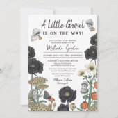 かわいいコテージコア幽霊ガールハロウィーンベビーシャワー 招待状 (正面)