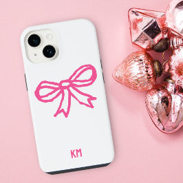 かわいいコテージリボンモノグラムボウタイシンプルガーリー iPhone 14ケース