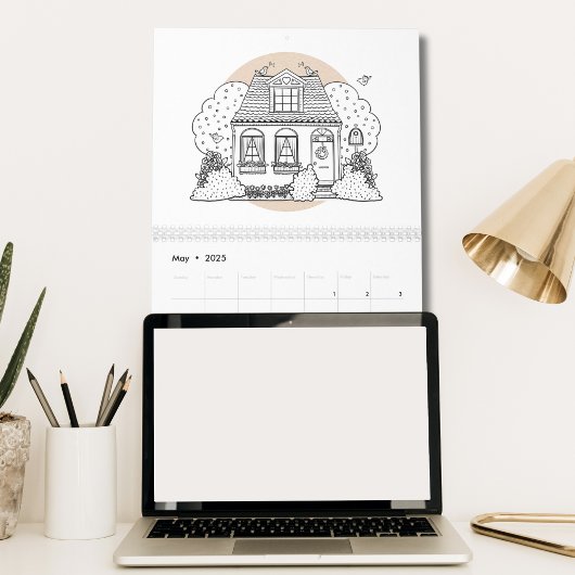 かわいいコテージ任意の年の色あなた自身 カレンダー