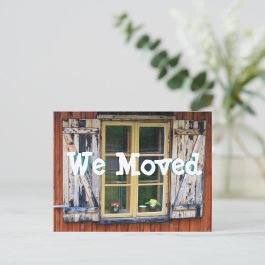 かわいいコテージ名刺の交換を移動 案内ポストカード (スタンド正面)