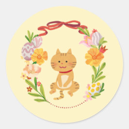 かわいいコテージ ハッピーイースター ラウンドシール