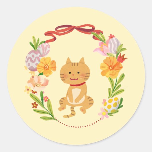 かわいいコテージ ハッピーイースター ラウンドシール (正面)