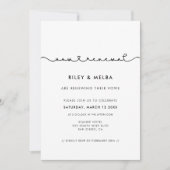 かわいいコネクティングハート結婚フォントの誓いの更新 招待状 (正面)