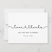 かわいいコネクティ結婚ングハートフォントの愛感謝してい& サンキューカード (正面)