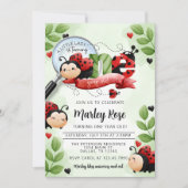 かわいいコバチの1歳の誕生日パーティ 招待状 (正面)