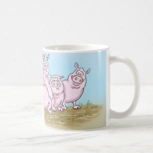 かわいいコブタおよび蝶マグ コーヒーマグカップ