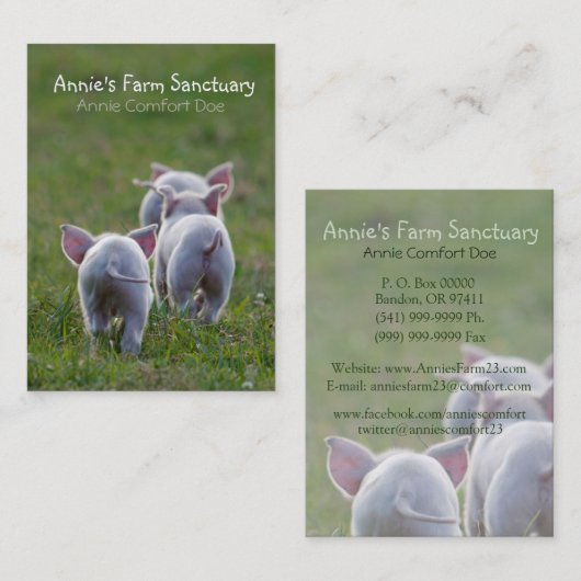 かわいいコブタの農場の聖域の名刺 名刺 (正面/裏面)
