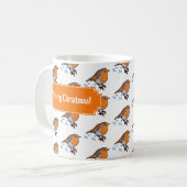 かわいいコマドリのクリスマスパターン コーヒーマグカップ (正面左)