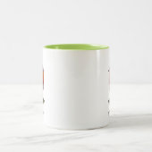 かわいいコマドリの鳥 + 名前入れ ツートーンマグカップ (中央)