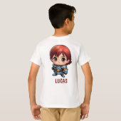 かわいいコミックの子供の騎士キャラのオリジナルTシャツ Tシャツ (裏面フル)