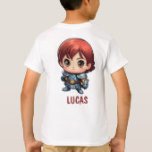 かわいいコミックの子供の騎士キャラのオリジナルTシャツ Tシャツ (裏面)