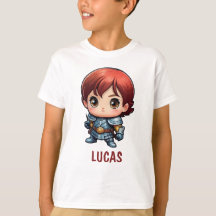 かわいいコミックの子供の騎士キャラのオリジナルTシャツ