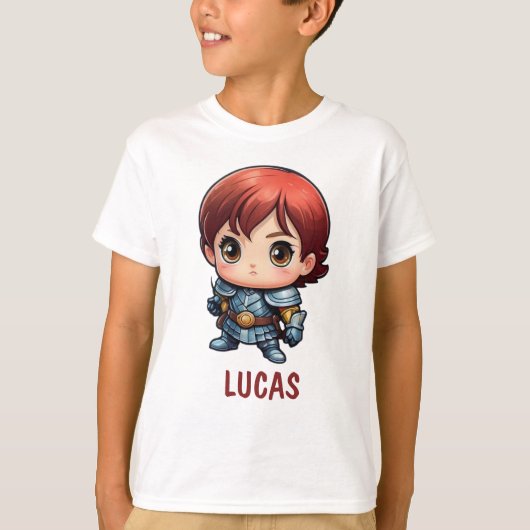 かわいいコミックの子供の騎士キャラのオリジナルTシャツ Tシャツ (正面)