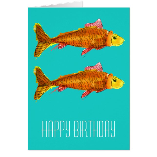 かわいいコメット金魚ポップアートの誕生日 (正面)