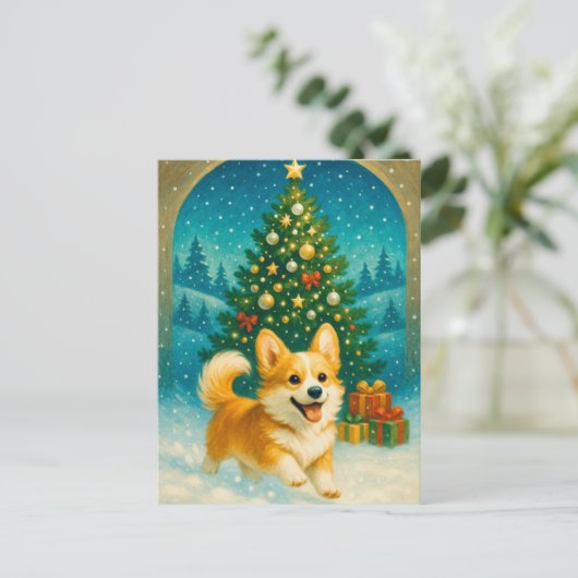 かわいいコメリールギハッピークリスマスツリーハガキ ポストカード (スタンド正面)