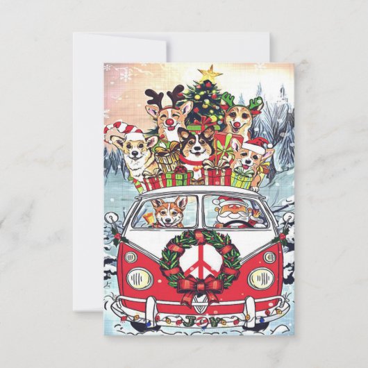 かわいいコルギおもしろい・クリスマス・ドッグ好きコルギ 出欠カード (正面)