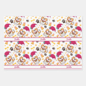 かわいいコルギのクリスマスにカスタムの犬名 ラッピングペーパーシート (正面)