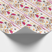 かわいいコルギのクリスマスにカスタムの犬名 ラッピングペーパー (角)