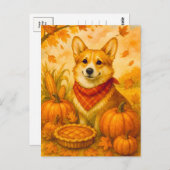かわいいコルギカボチャのパイ幸せな感謝祭はがき ポストカード (正面/裏面)