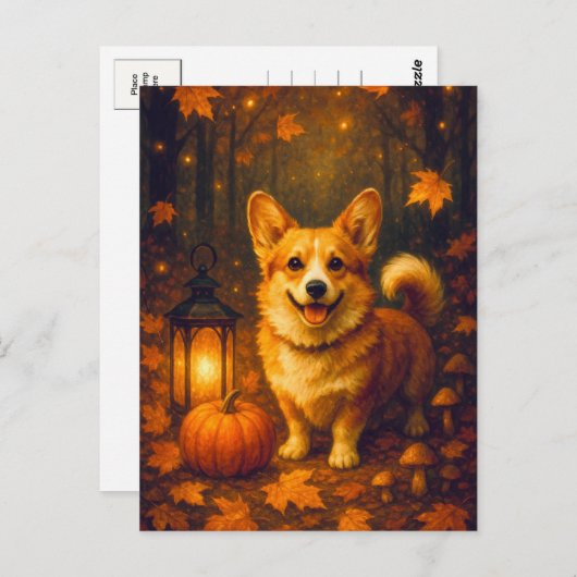 かわいいコルギカボチャ幸せな感謝祭はがき ポストカード (正面/裏面)