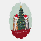 かわいいコルギクリスマスツリーカスタム家族の形見 オーナメントカード (右)