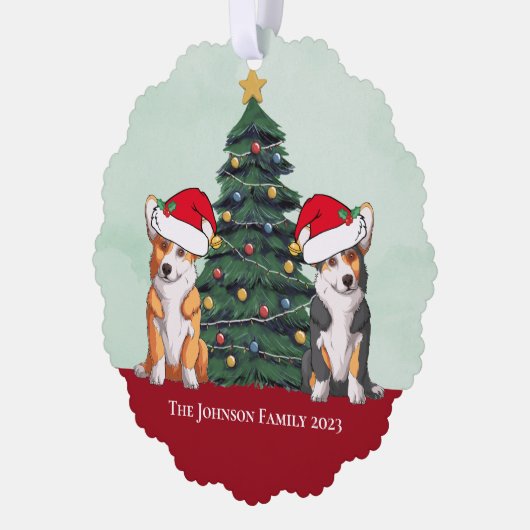 かわいいコルギクリスマスツリーカスタム家族の形見 オーナメントカード (左)