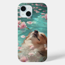 かわいいコルギチルinプール iPhone 15ケース