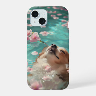 かわいいコルギチルinプール iPhone 15ケース