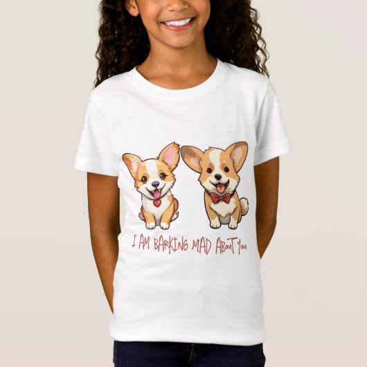 かわいいコルギドッグアニバーサリーバレンタイン Tシャツ (正面)
