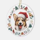 かわいいコルギドッグクリスマスイメージリース セラミックオーナメント (左)