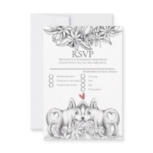 かわいいコルギドッグスペンシルスケッチウェディングRSVP
