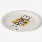 かわいいコルギドッグヒマワリ60誕生日 ペーパープレート (アングル)