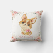 かわいいコルギドッグ赤面ピンクフローラガール クッション (裏面)
