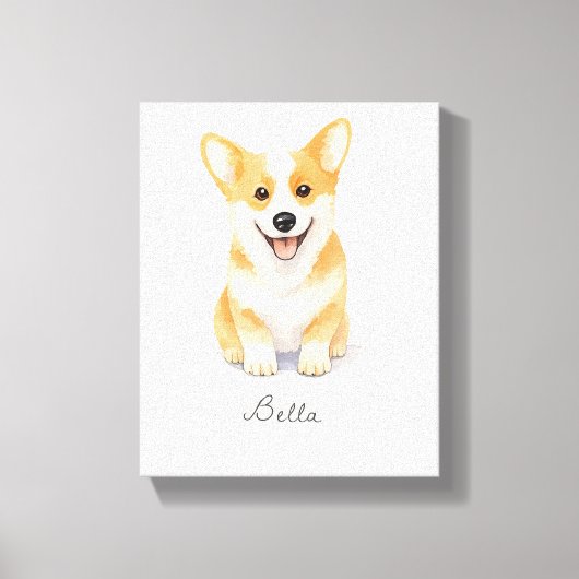 かわいいコルギドッグ キャンバスプリント (正面)