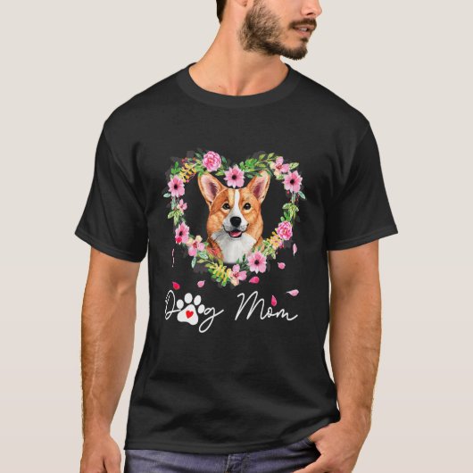 かわいいコルギママフラワードッグ Tシャツ (正面)